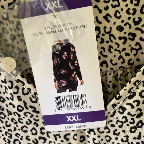 NWT Chelsea & Theodore Animal Print Long-Sleeved Blouse Size XXL - Picture 5 of 6